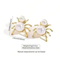 Detailed size view of gold spider pearl earrings with 2.27cm height and 2.41cm width - Spider Style (KY020EH)