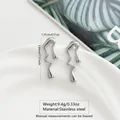 Macro shot of silver lava fluid earrings showing dimensions 3.84cm by 1.31cm and 9.4g weight - Lava Fluid (HQ6018-1)