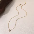 18k gold plated stainless steel floral necklace with white zircon and lobster clasp - Zircon Flower Style