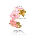 Bracciale rigido dorato in acciaio inossidabile con tre fiori in smalto rosa - FYD6209SZ / Rosa