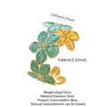 Bracciale rigido dorato in acciaio inossidabile con grande fiore in smalto blu - FYD6209SZ / Blu