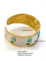 Bracciale rigido in acciaio dorato con smalto bianco e decoro floreale di tulipani - FYD6263SZ / Blu