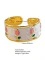 Bracciale a polsino dorato in acciaio inossidabile con smalto marmo e tulipani - FYD6263SZ / Rosa