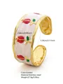 Bracciale rigido dorato in acciaio inossidabile con rose rosse a rilievo e smalto - FYD6263SZ / Rosso
