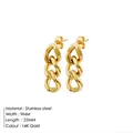 Orecchini punk in acciaio inossidabile placcato oro 14K, maglia cubana, 25mm - 10 paia/confezione / Oro