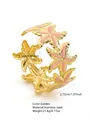 Bracciale rigido dorato in acciaio inox con stelle marine e dettagli in smalto rosa - FYD6260SZ / Rosa
