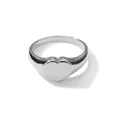 Polished silver heart signet ring in minimalist stainless steel with a mirror finish - US6 / Steel