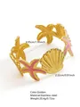 Bracciale rigido aperto in acciaio inox dorato con stella marina in smalto rosa - FYD6259SZ / Rosa