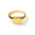 Polished golden heart signet ring made of stainless steel with a sleek mirror finish - US6 / Gold