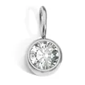 8mm silver-tone stainless steel birthstone pendant with clear round-cut cubic zirconia - Silver - April White