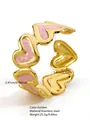 Bracciale rigido aperto in acciaio dorato con cuori in smalto rosa - FYD6258SZ / Rosa