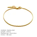 Bracelet chaîne en acier inoxydable plaqué or 18K avec étiquette rectangle et 15+2cm - Style court avec petite étiquette / Or 18K (YS44936)