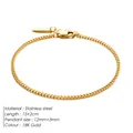 Minimalist 18K gold plated stainless steel Cuban chain bracelet with rectangle tag - Medium Style / Gold