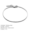 Bracelet chaîne en acier inoxydable argenté avec plaque rectangulaire et extension réglable - Style moyen avec petite étiquette / Or Blanc (YS44937)