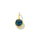 8mm gold birthstone pendant featuring a round dark blue faceted crystal charm - 24th Month - Dark Blue