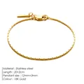 Bracelet chaîne serpent minimaliste en acier inoxydable plaqué or 18 carats avec tag - Or 18K (YS44938)