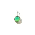 Round mint green birthstone pendant with 8mm faceted crystal and silver stainless steel rim - 15th Month - Green Opal