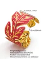 Bracciale rigido a foglie in smalto rosa e acciaio inossidabile dorato con design aperto - FYD6250SZ / Rosso