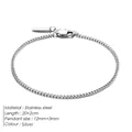 Silver stainless steel Cuban chain bracelet with 20+2cm length and rectangle tag - 15+2cm / Silver