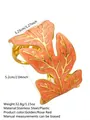 Bracciale rigido a foglia in acciaio inossidabile dorato con smalto a fiori rosso rosa - FYD6250SZ / Rosso Rosa