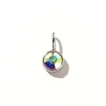 Round 8mm silver stainless steel birthstone charm with iridescent AB crystal pendant - 23th Month - Iridescent