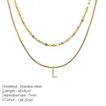 Collana a doppio strato in acciaio inossidabile placcato oro 14K con ciondolo lettera L - Stile Lettera L