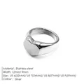 Minimalist silver heart signet ring in stainless steel with 12mm width and size guide - US5 / Heart Style (TR18909) / Steel