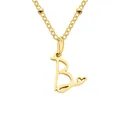 Collana in acciaio inossidabile dorato con ciondolo lettera B cuore e catena a sfere - Lettera B / Oro