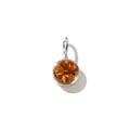 8mm round birthstone pendant featuring a faceted orange crystal in a silver steel frame - 21st Month - Orange