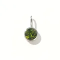 Birthstone pendant with olive green round gemstone and silver stainless steel frame - 26th Month - Olive Green
