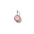 8mm pink birthstone pendant with polished silver stainless steel bezel for jewelry DIY - 13th Month - Pink Opal