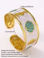 Bracciale rigido dorato in acciaio inossidabile con smalto bianco e decori marini - FYD6214SZ / Blu