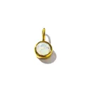 8mm stainless steel gold-plated birthstone pendant with white iridescent stone - 14th Month - White Opal