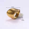 Detailed view showing dimensions of the gold wide irregular stainless steel geometric ring - US6 (52MM) / 18K Gold