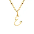 Gold letter E pendant necklace with heart detail and beaded O-chain for women - Letter E / Gold