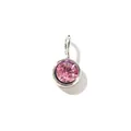 8mm silver birthstone pendant with round faceted pink crystal for DIY jewelry - 25th Month - Light Pink