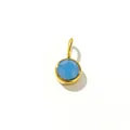 Round 8mm gold stainless steel birthstone pendant with sky blue faceted crystal stone - 17th Month - Blue Opal