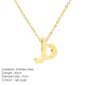 Minimalist 14K gold stainless steel necklace with small lowercase letter j pendant - Lowercase Letter b Style / Letter B - Gold