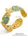 Bracciale rigido dorato in acciaio con conchiglia smaltata, stella marina e perle - FYD6245SZ / Blu