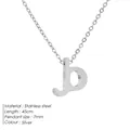 Lowercase letter j pendant necklace in silver stainless steel with 45cm chain - Lowercase Letter b Style / B-Steel