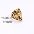 Detailed size chart for the men's golden tiger head ring in stainless steel material - US7 / Gold