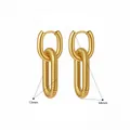 Detail view of gold textured chain earrings with measurements 13mm width and 34mm length - Gold