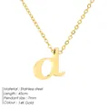 14K gold plated stainless steel necklace featuring lowercase letter d pendant charm - Letter D - Gold