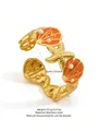 Bracciale rigido dorato in acciaio inox con stella marina arancione e perla bianca - FYD6245SZ / Rosso Rosa