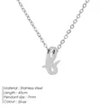 Minimalist silver stainless steel 45cm chain necklace with lowercase letter L pendant - F-Steel