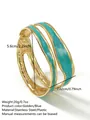 Bracciale rigido in acciaio dorato con design a onde e intarsio in smalto blu retrò - FYD6239SZ / Blu