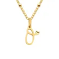 Gold-plated stainless steel chain with letter O cursive pendant and heart detail - Letter O / Gold