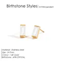 Boucles d'oreilles rectangulaires en acier inoxydable doré 14K avec cristal d'avril clair - Avril Blanc (Couleur Diamant/Cristal)