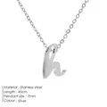 Minimalist silver stainless steel necklace featuring a lowercase 'h' letter pendant - H-Steel