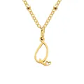 Gold-plated stainless steel necklace with artistic letter Q pendant and tiny heart detail - Letter Q / Gold